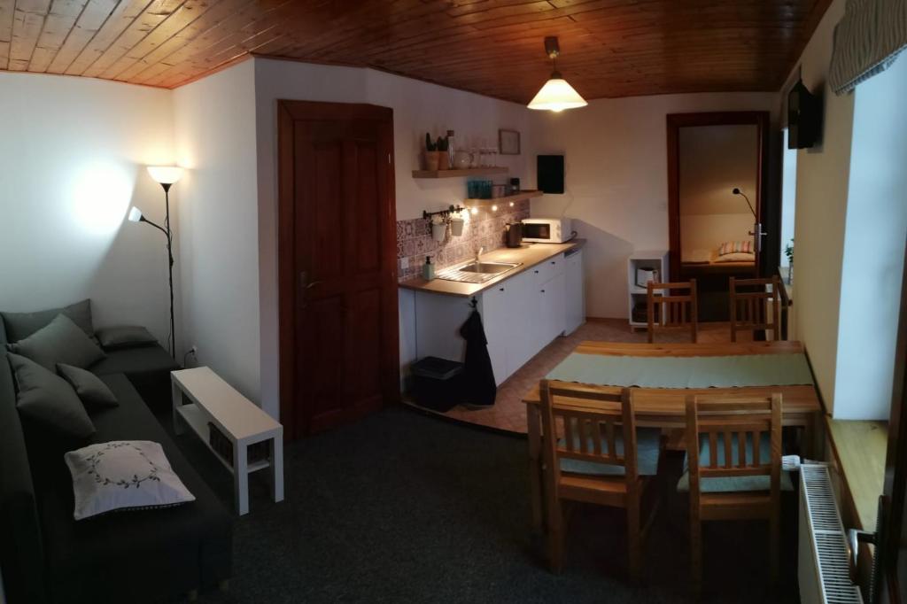 Kuchyň nebo kuchyňský kout v ubytování Hotel Večernice
