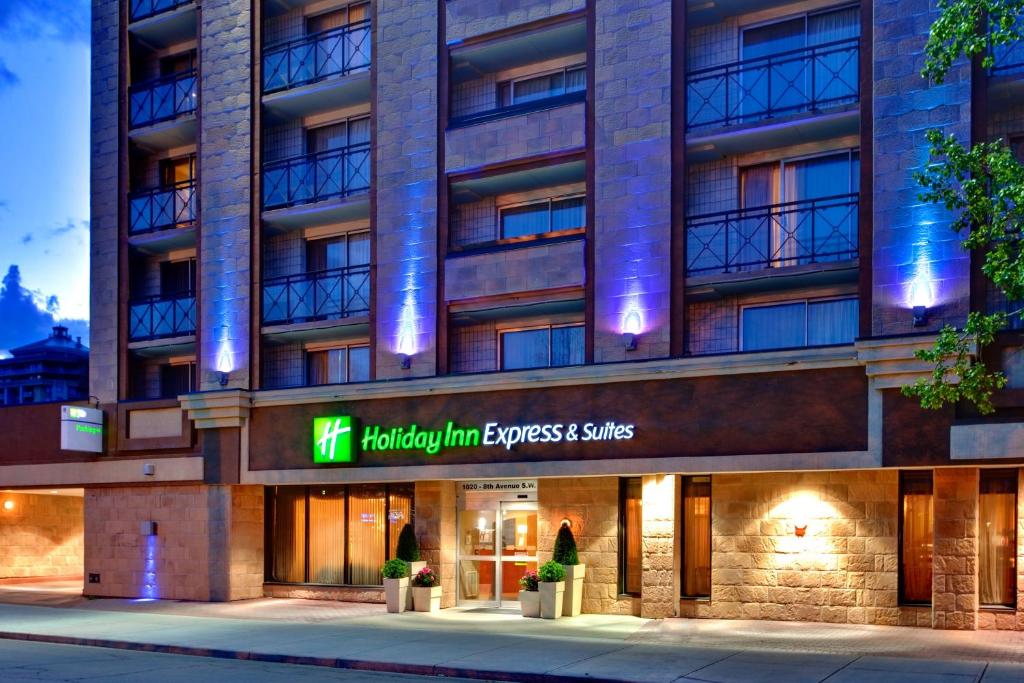 a street scene with a building and a street light at Holiday Inn Express and Suites Calgary, an IHG Hotel in Calgary