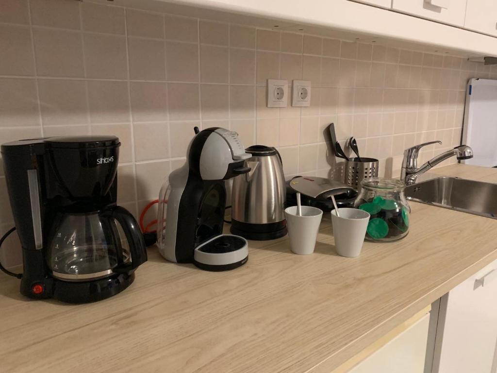 Coffee and tea making facilities at Treasure cosy flat