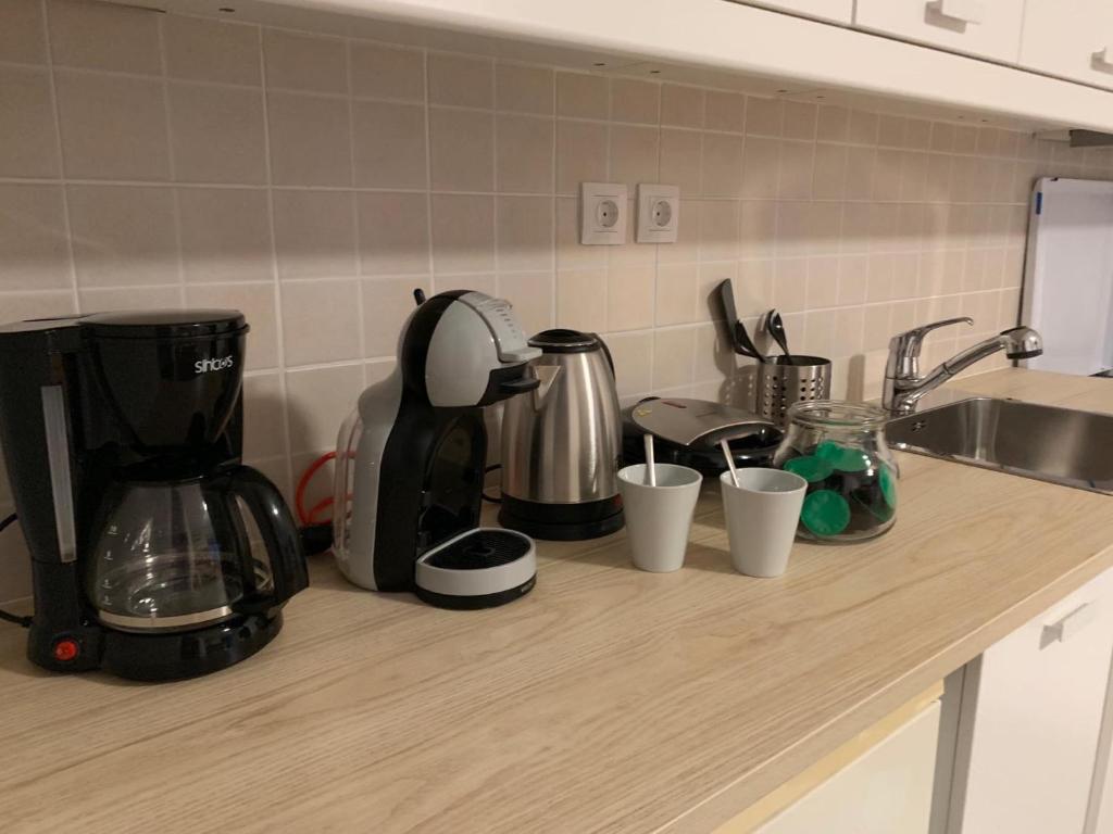 Coffee and tea making facilities at Treasure cosy flat