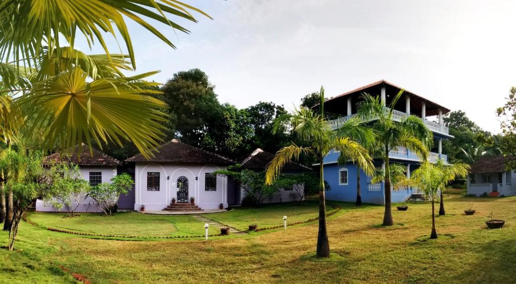 una casa con palme di fronte di Avalon Inn a Mandrem