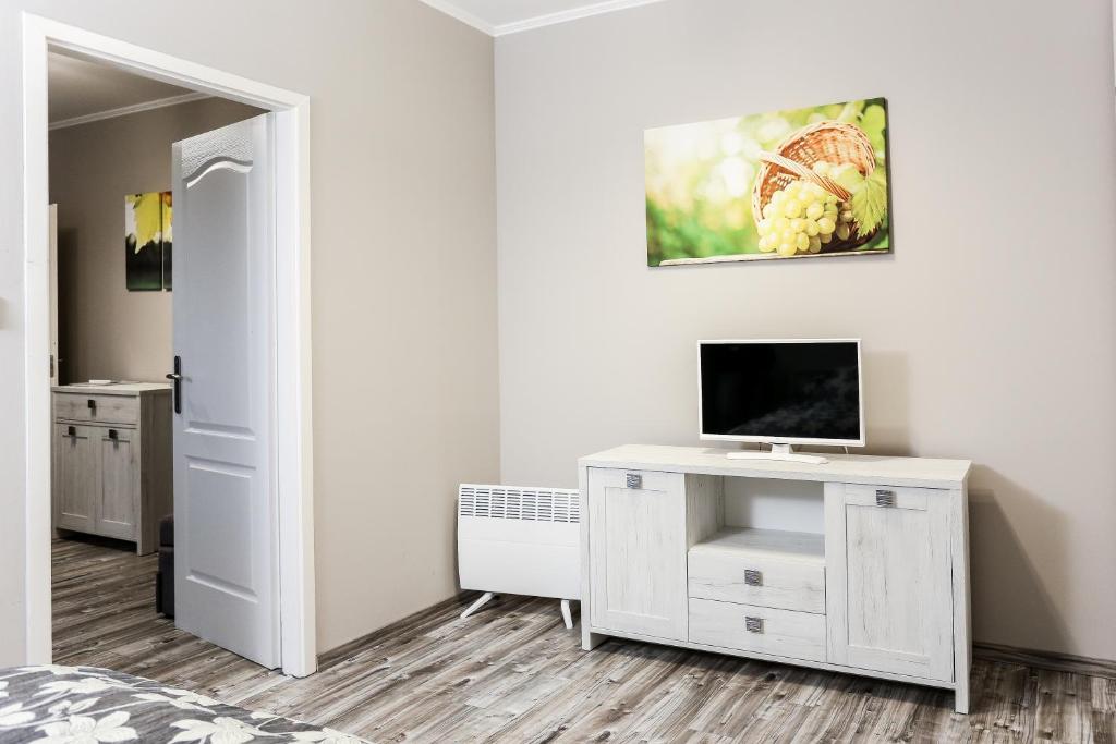 Televízia a/alebo spoločenská miestnosť v ubytovaní GÁRDI APARTMAN