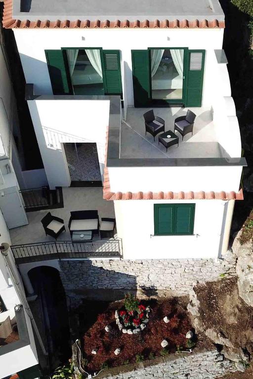 an aerial view of a building with a patio at Matteo's House B&b in Amalfi