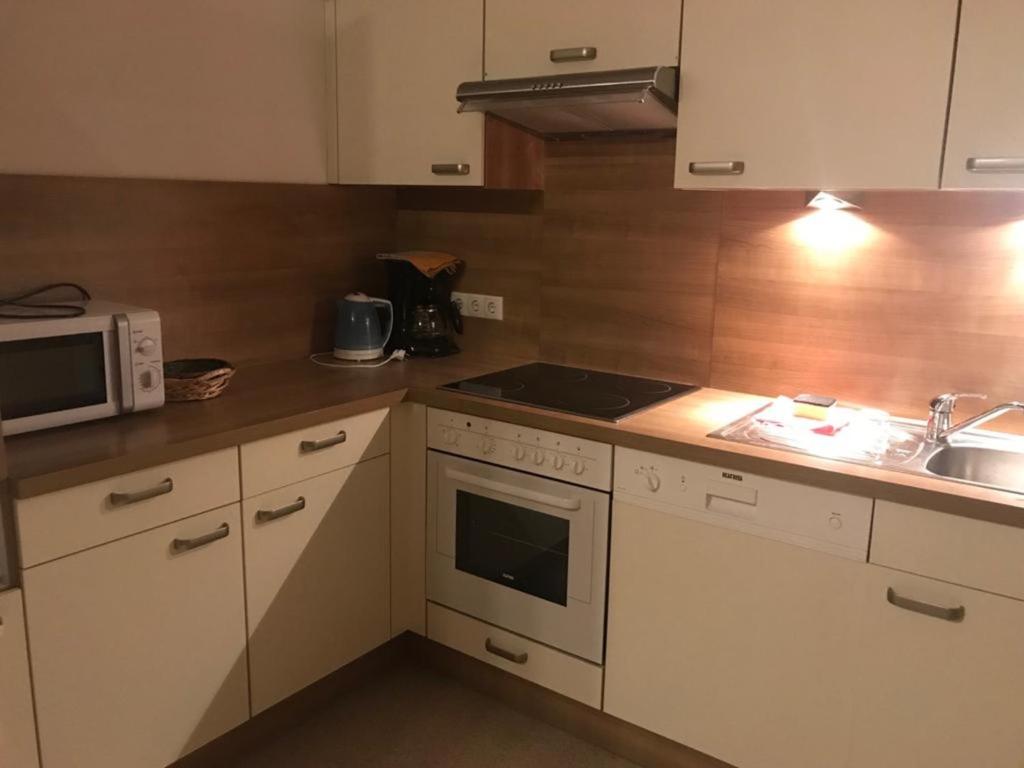 Kuchyň nebo kuchyňský kout v ubytování Appartements Hirner