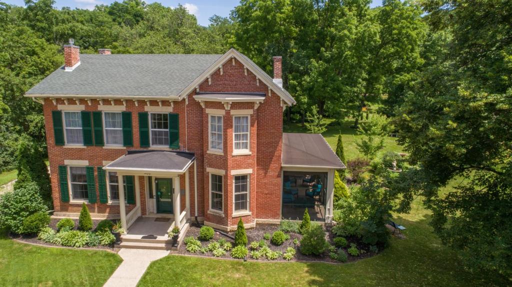 an aerial view of a brick house at Aldrich Guest House in Galena