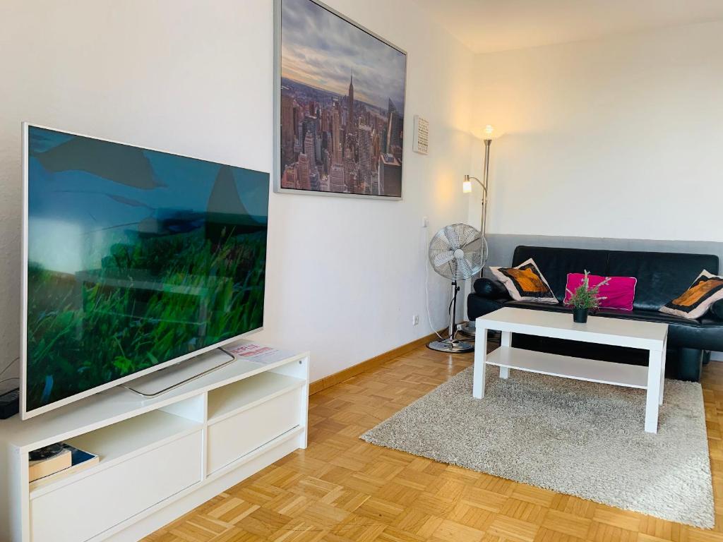 TV tai viihdekeskus majoituspaikassa Messe Apartment Köln West