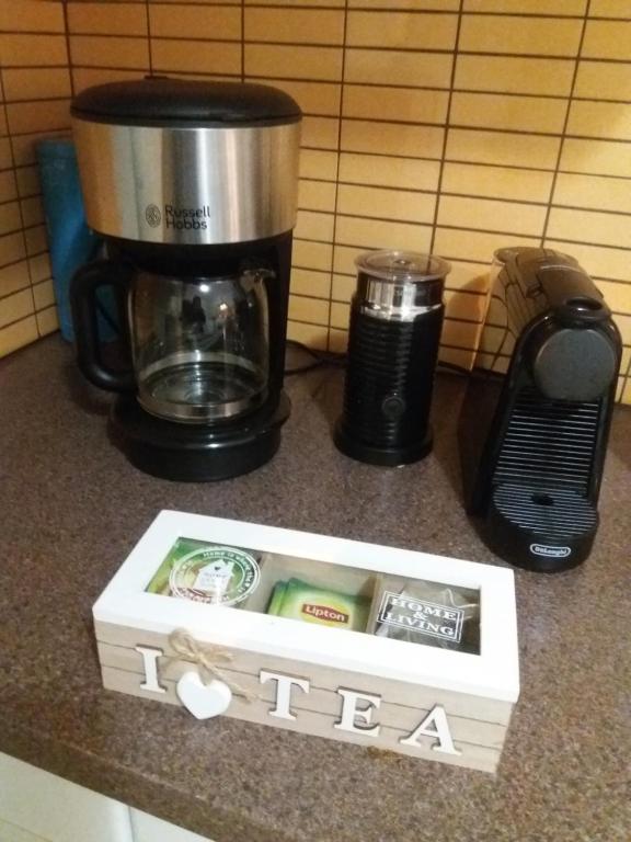 Coffee and tea making facilities at Helen's Welcoming & cozy flat