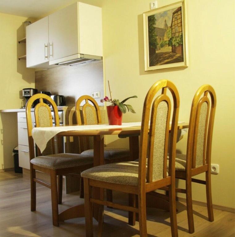 Kuchyň nebo kuchyňský kout v ubytování Ferienwohnung mit Balkon in Schmölln