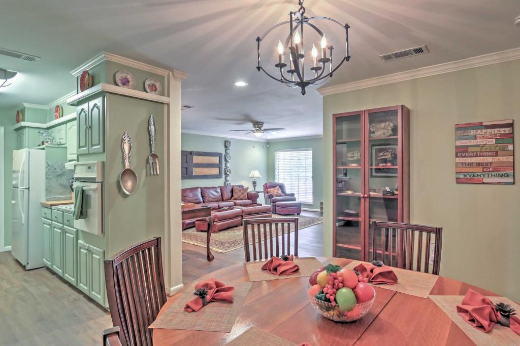 a kitchen and dining room with a table and chairs at Glen Rose Ranch House - Walk to Downtown! in Glen Rose