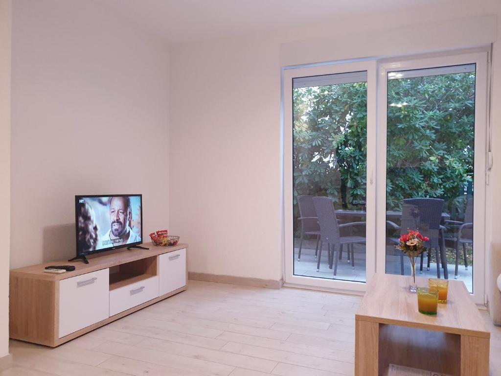 Televízia a/alebo spoločenská miestnosť v ubytovaní Apartments Ellie