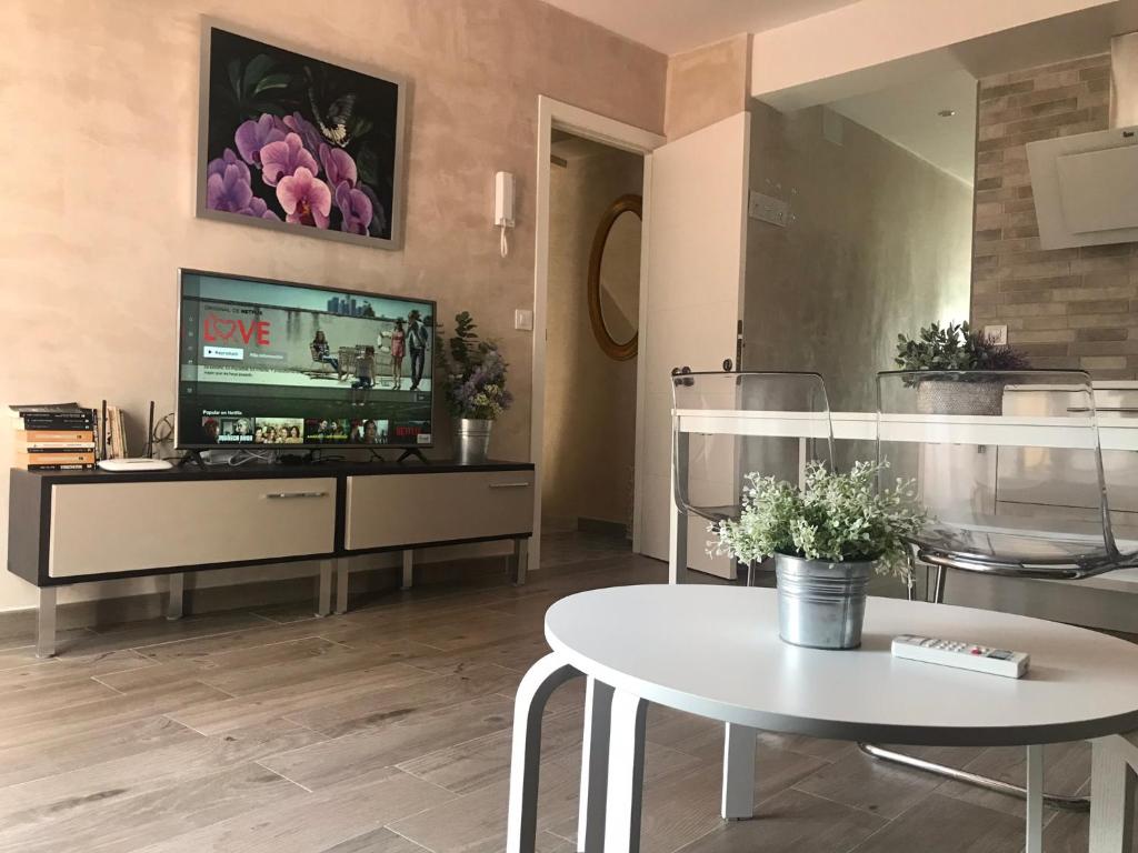Televízia a/alebo spoločenská miestnosť v ubytovaní Niebla Centro Apartamentos