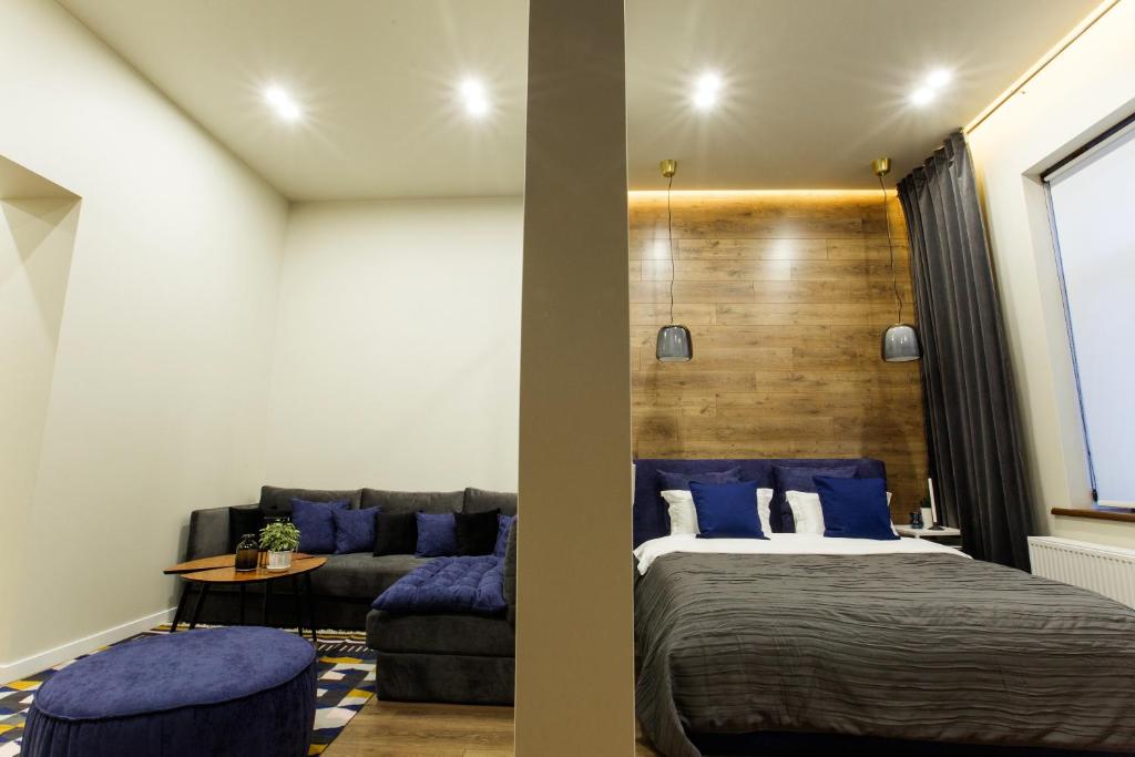 Postel nebo postele na pokoji v ubytování Apart Hotel на Трояндовой
