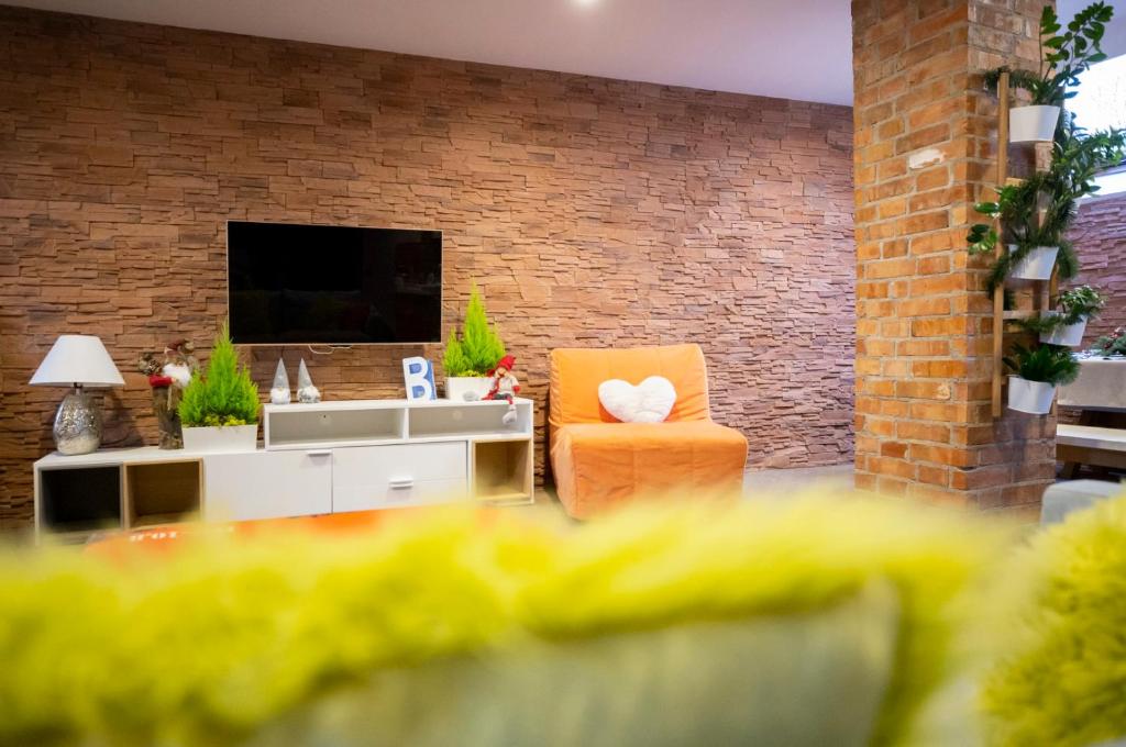 TV a/nebo společenská místnost v ubytování Apartament Dwupoziomowy Nad Tamami
