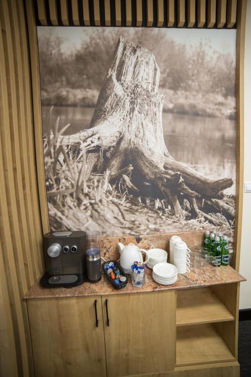 Příslušenství pro přípravu čaje a kávy v ubytování Hotel Avangarda