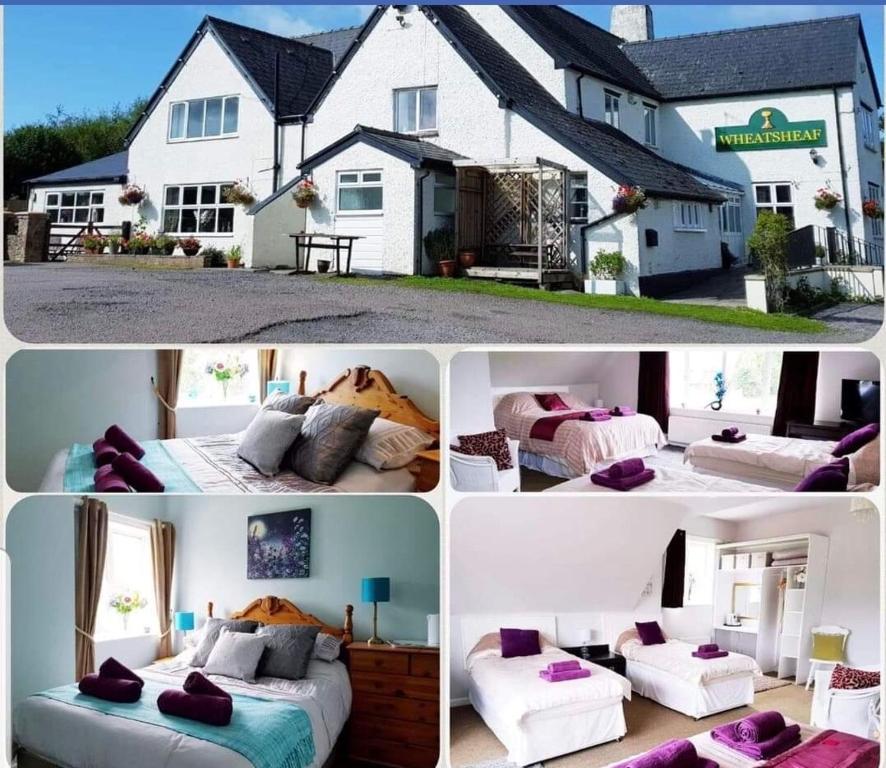 a collage of pictures of a house with two beds at Wheatsheaf Inn in Ledbury