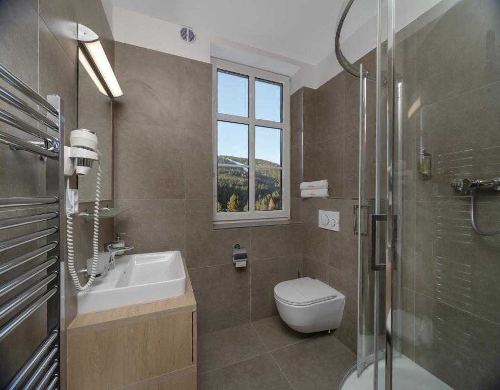 Koupelna v ubytování Hotel Sněžka