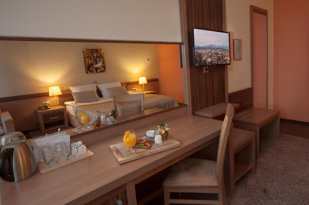 Televiisor ja/või meelelahutuskeskus majutusasutuses Hotel Kras