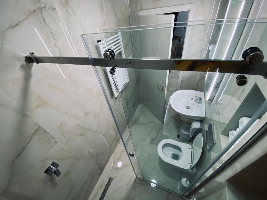 Koupelna v ubytování Hotel Piemonte