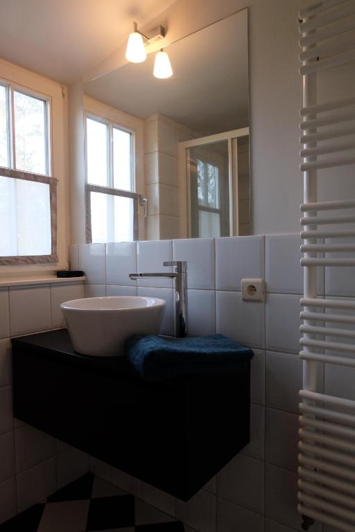 a bathroom with a sink and a mirror at B&amp;B Asbeek in Asse