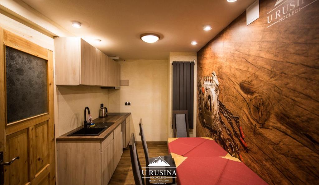 Kuchyňa alebo kuchynka v ubytovaní Apartamenty u Rusina