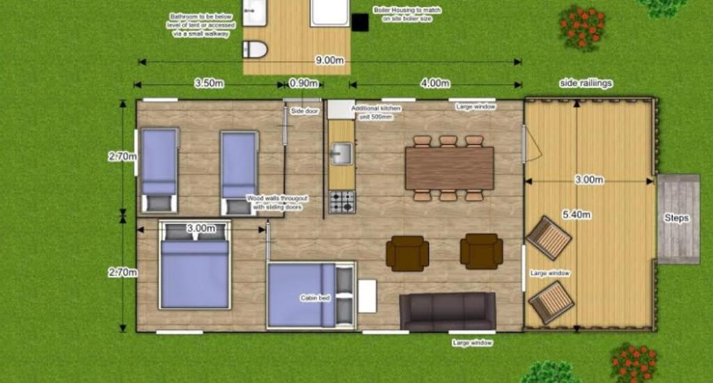 Půdorys ubytování Tall Trees Glamping