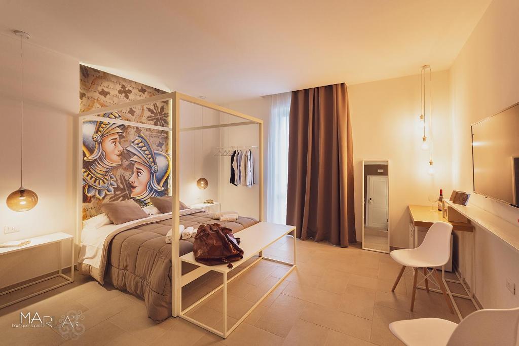 Een zitgedeelte bij Marla's boutique rooms