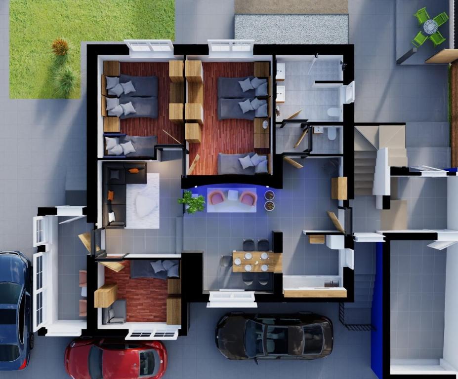 a rendering of a house with a floor plan at Apartmán TOMÁŠ in Košice