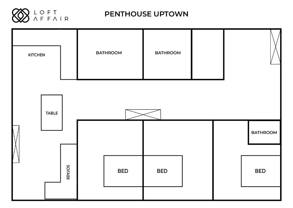 Plán poschodí v ubytovaní Penthouse Uptown - LoftAffair