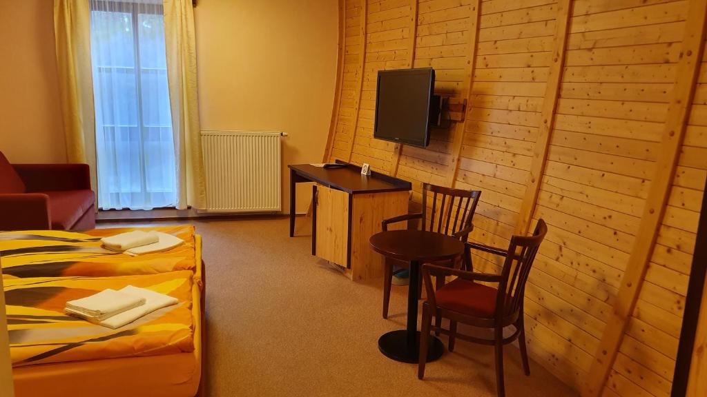 Telewizja i/lub zestaw kina domowego w obiekcie Hotel Obří Sud Javorník