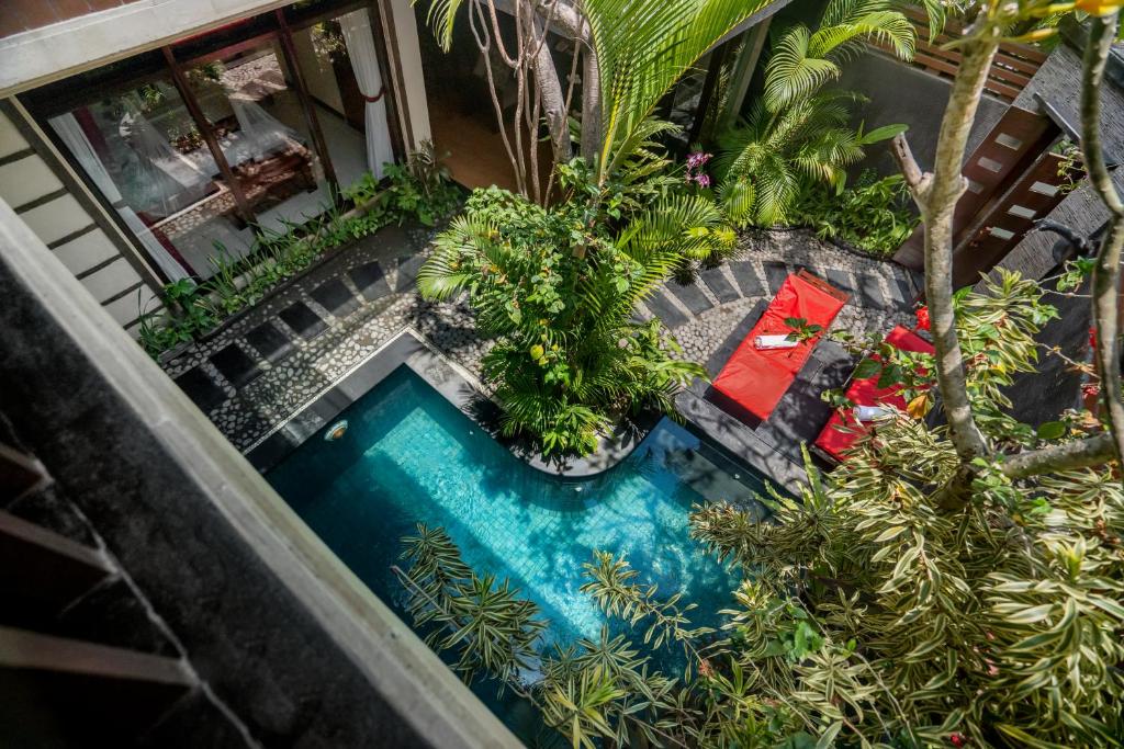 widok na basen z roślinami w obiekcie The Bali Dream Villa Seminyak w mieście Seminyak