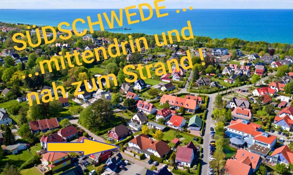 Ptičja perspektiva nastanitve DER SÜDSCHWEDE ... Dein Gästehaus mitten in Zingst und nah zum Strand