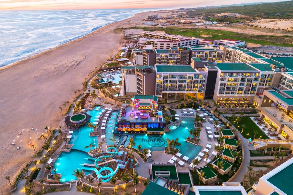 an aerial view of the resort and the beach at Hard Rock Hotel Los Cabos in Cabo San Lucas