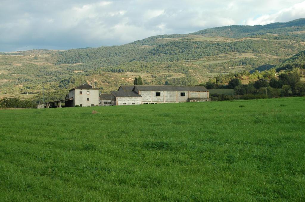 un gran campo de césped verde con un edificio en el fondo en Torre del mig en La Seu d'Urgell