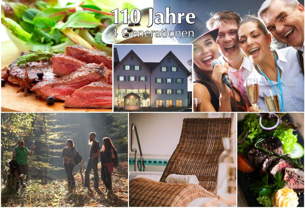 un collage de fotos de personas y comida en Hotel Zur Burg Sternberg, en Extertal