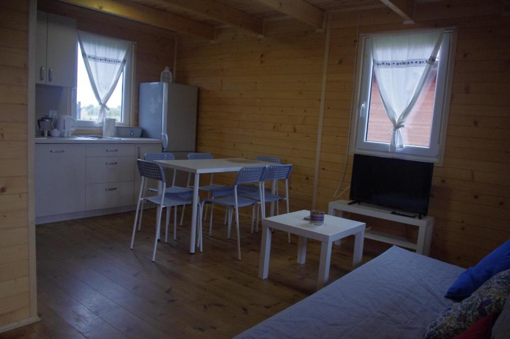 Kuchyň nebo kuchyňský kout v ubytování Cisowe Domki Nowęcin