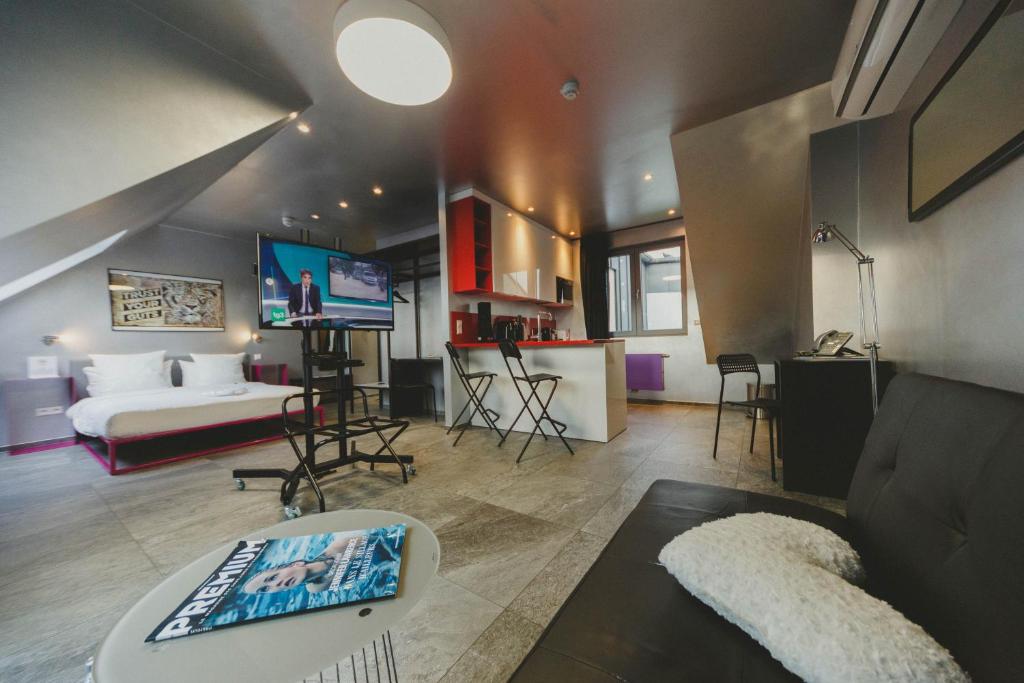 盧森堡的住宿－JJ32，一间客厅,内设一张床和一台电视机