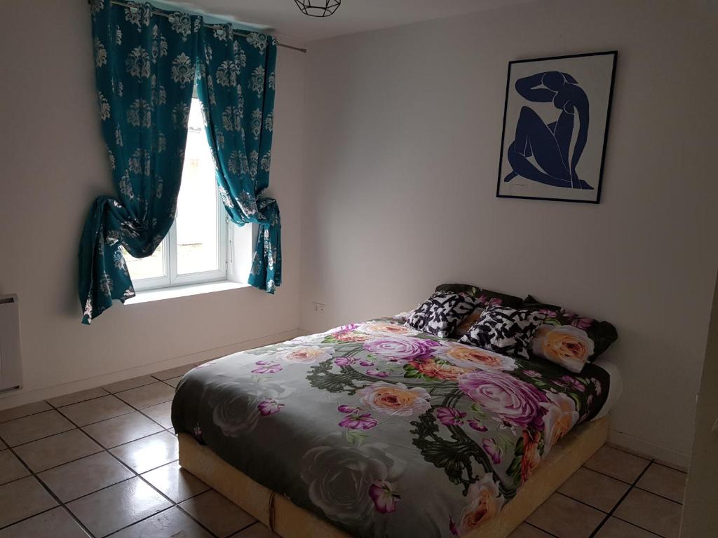 Un ou plusieurs lits dans un hébergement de l&#39;établissement Jolie appartement moderne à Roanne
