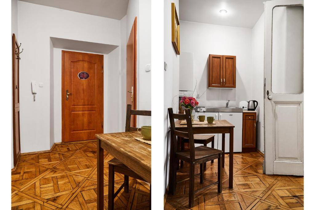 Kuchyňa alebo kuchynka v ubytovaní Krakow For You Budget Apartments