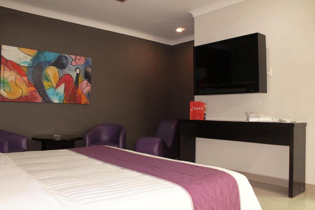 TV a/nebo společenská místnost v ubytování Motel Real de Queretaro
