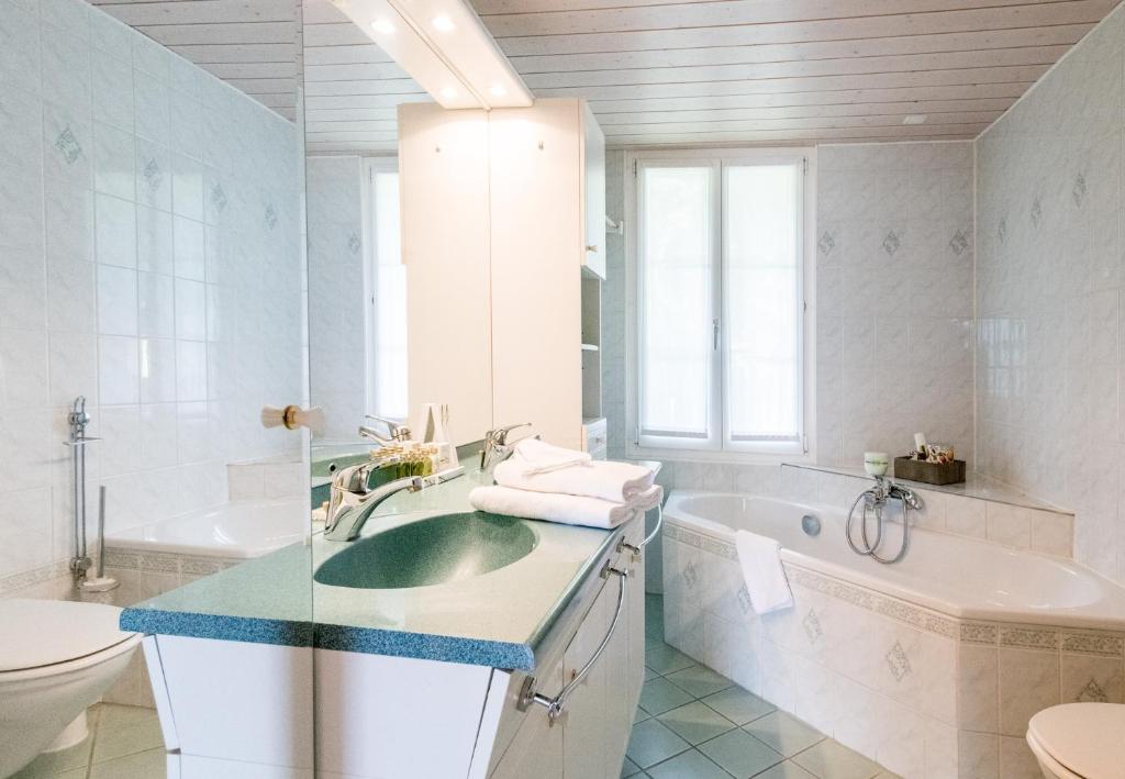 Koupelna v ubytování Chalet Hunnenfluh