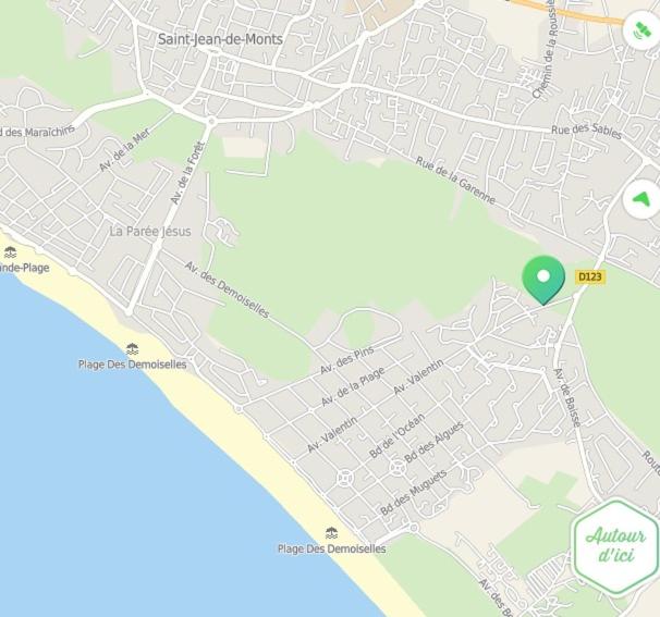 une carte d'une ville avec un point vert dans l'établissement MAISON VENDEENNE PROCHE DE L OCEAN, à Saint-Jean-de-Monts