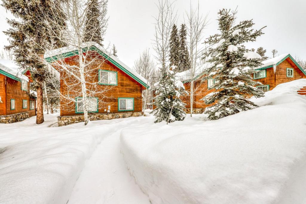 a log cabin in the snow at McCall Cottage Cabin in McCall