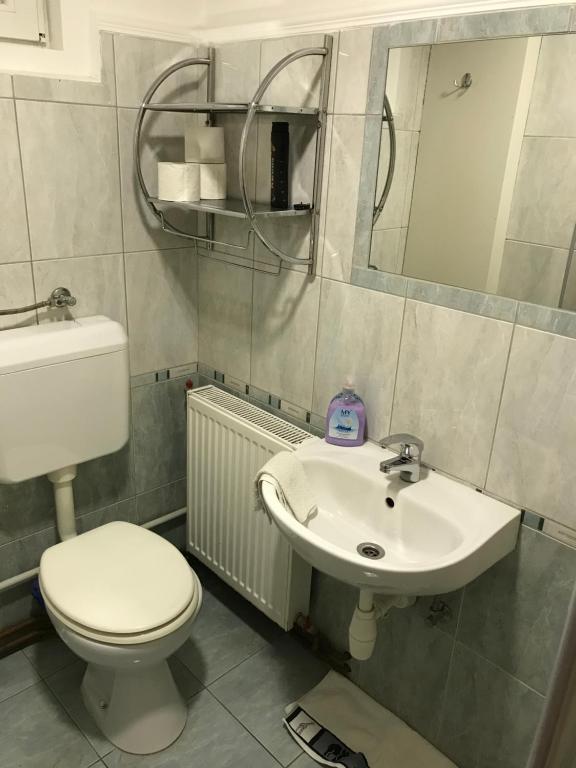 A bathroom at Harsányi vendégház