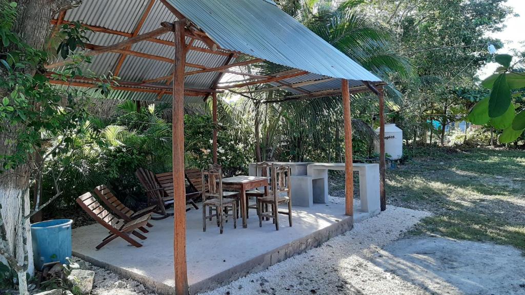 Zahrada ubytování Cabanas chaac calakmul