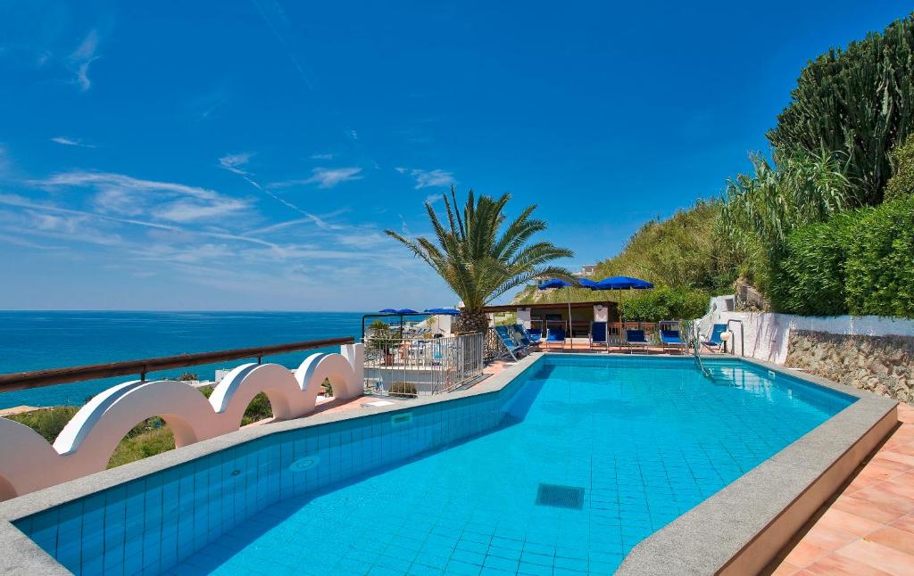 a swimming pool with a view of the ocean at Hotel Citara in Ischia