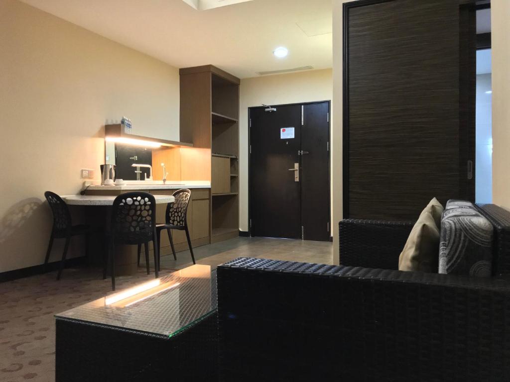 Kuchyň nebo kuchyňský kout v ubytování Sento Hotel