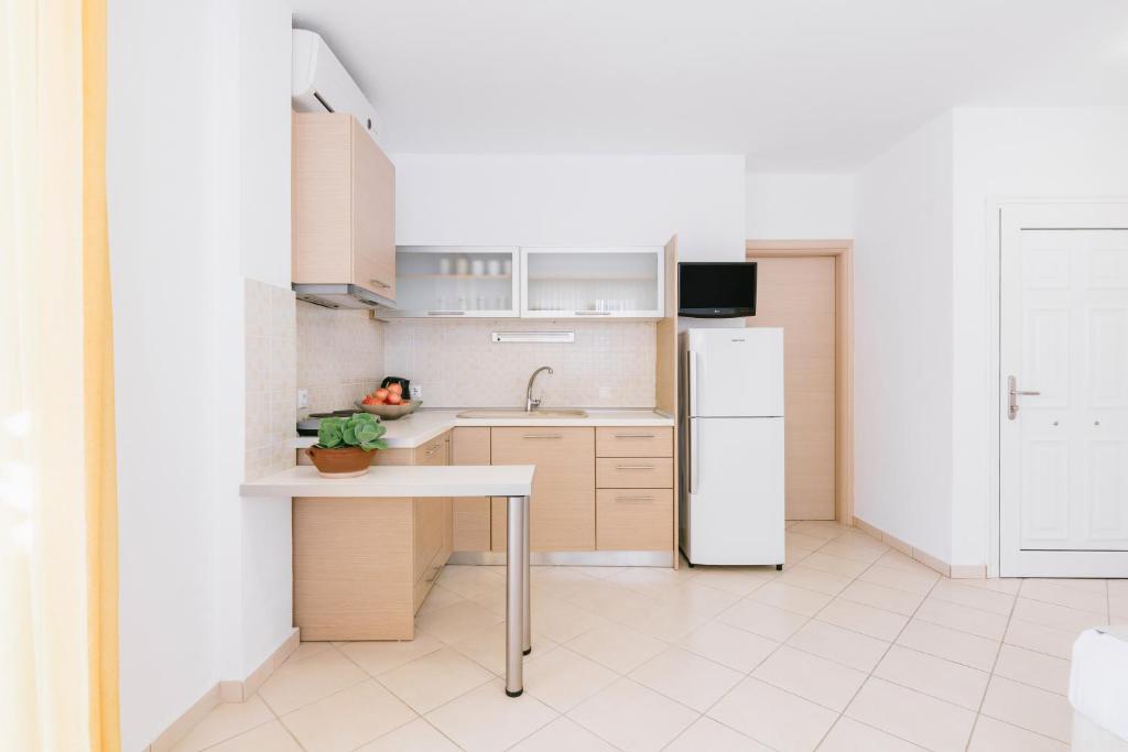 Kuchyň nebo kuchyňský kout v ubytování Anastasia Apartments Hanioti