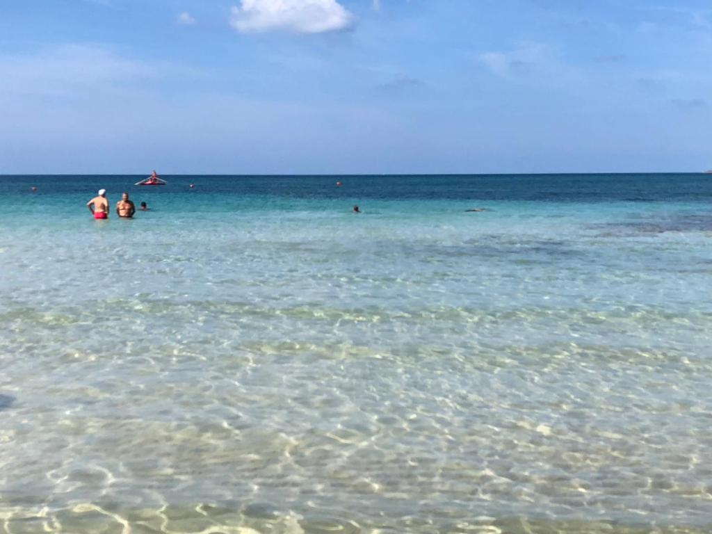 un gruppo di persone in acqua in spiaggia di A casa di Mimì a Torre Vado