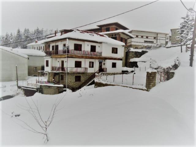 邁措翁的住宿－Hotel Acropolis Metsovo，一群下雪的房屋