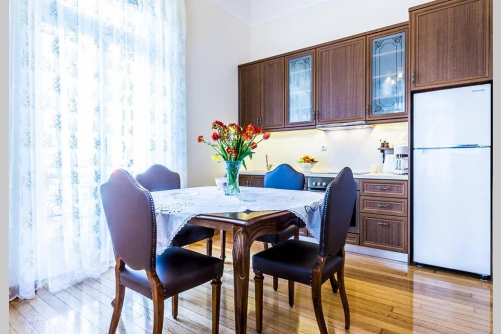 Kuchyň nebo kuchyňský kout v ubytování Neoclassical apartment with 3 bedrooms in Piraeus